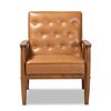 Baxton Studio Sorrento Mid-Century Modern Tan Faux Leather and Walnut Brown Finished Wood Lounge Chair 175-10977-Zoro